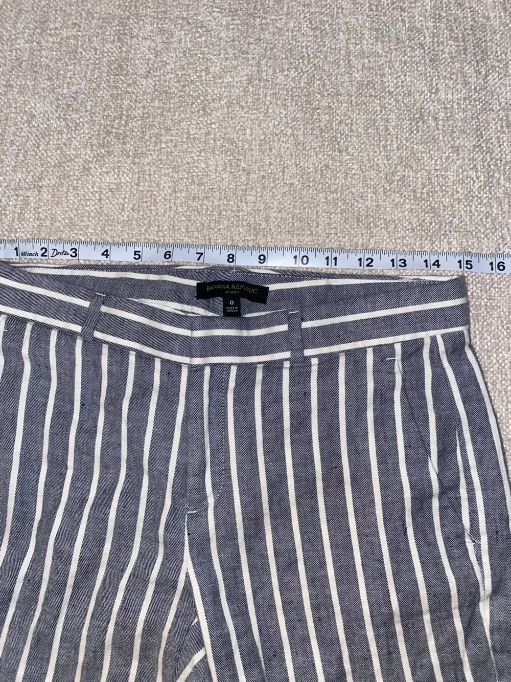 Banana Republic Avery Striped Linen Cotton Stretch Pants Size 0 Preppy